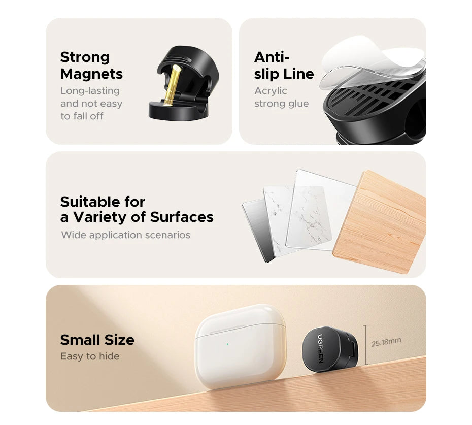 Ugreen Magnetic Cable Organizer Clips for Desk USB Charging Cord Management Holder Wire Ties for Earphone Cable Organizer