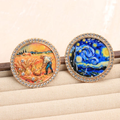 Baroque Luxury Starry Night Wheat Field Oil Painting Design Brooch for Men and Women, Jewelry, Fashion Accessories, Party Gift