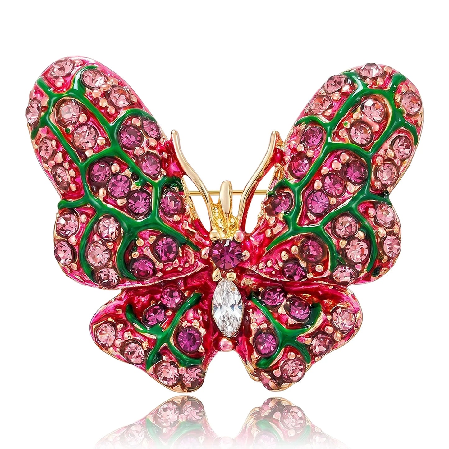 Beaut&Berry Classic Rhinestone Butterfly Brooches for Women Unisex Insect Pins Casual Party Jewelry Accessories Gifts Decoration