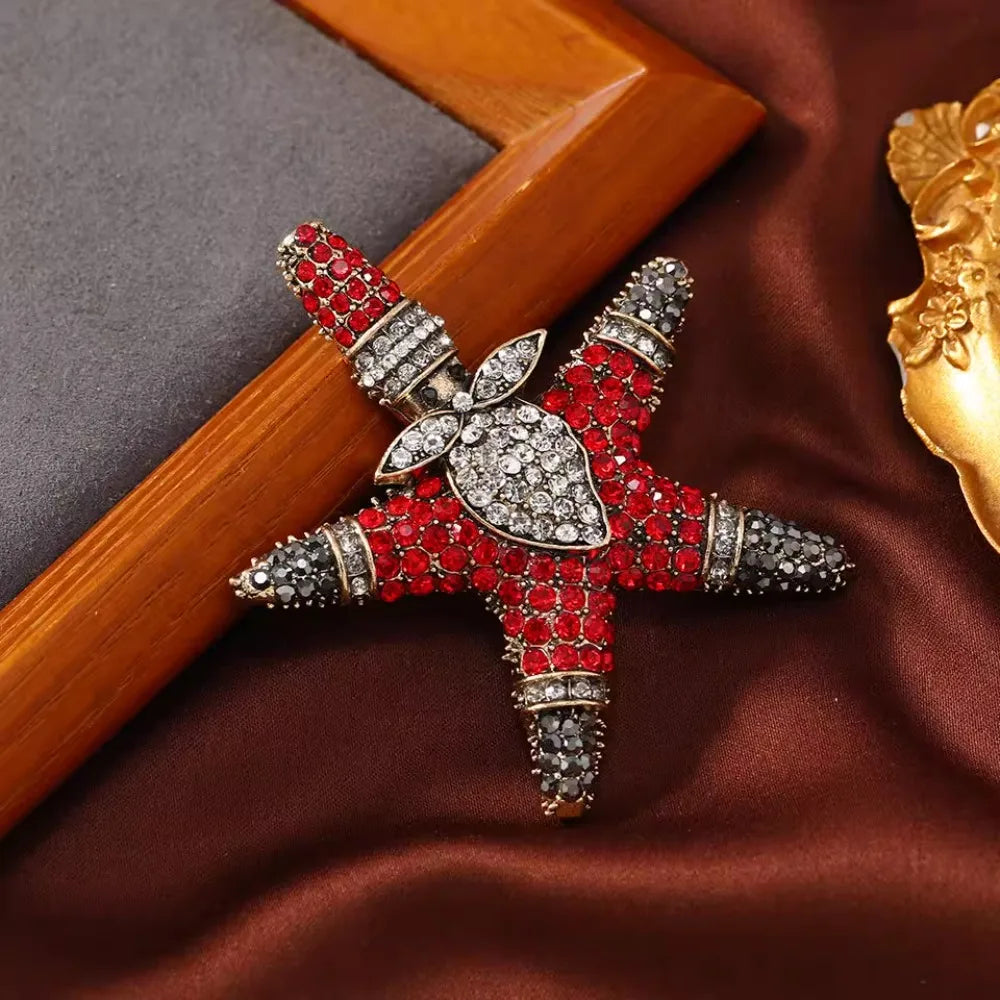 Baroque Luxury Beautiful Starfish Santa Claus Design Men's Women's Brooch Pins，Jewelry Accessories, Wedding Holiday Party Favors