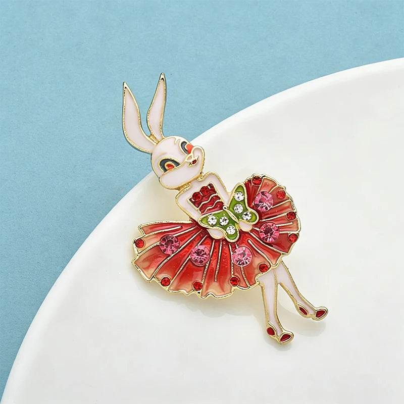 Wuli&baby Lovely Bunny Rabbit Brooches For Women Lady 2-color Enamel Wear Dress Rare Girl Party Casual Brooch Pins Gifts