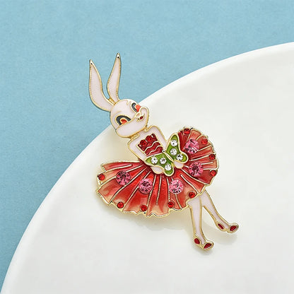 Wuli&baby Lovely Bunny Rabbit Brooches For Women Lady 2-color Enamel Wear Dress Rare Girl Party Casual Brooch Pins Gifts