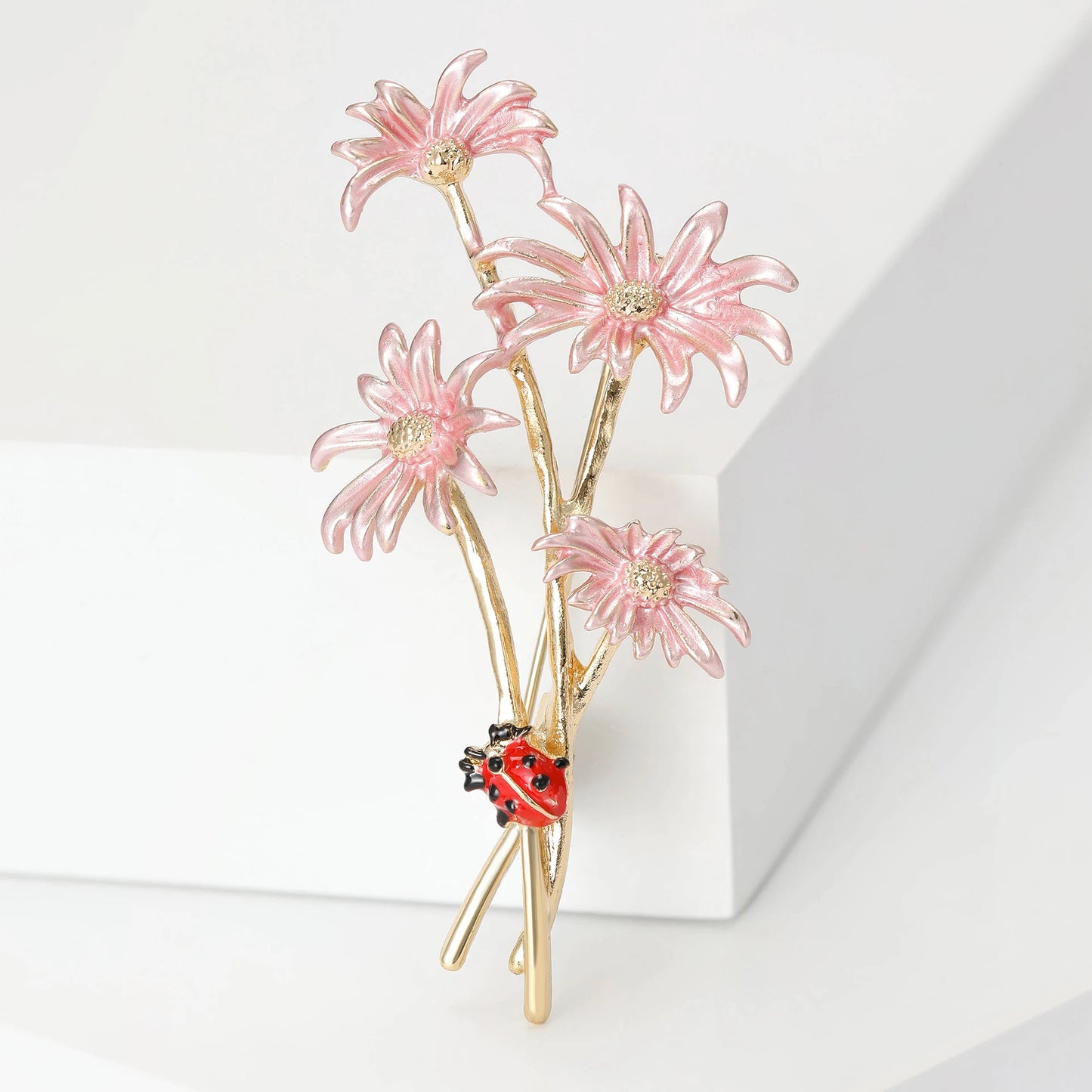 Luxury Pearl Enamel Flower Brooches for Women 4-color Botanical Pins Elegant Casual Accessories Perfect Gifts