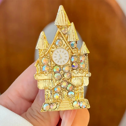 New Design Magic Castle Rhinestone Brooch Crystal Lapel Pin For Women Men Fashion Jewelry Accessories Gift