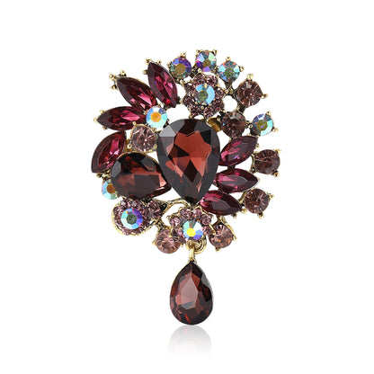 Beaut&Berry Vintage Crystal Glass Brooches for Women Unisex Rhinestone Pins Friends Party Gifts Banquet Jewellery Accessories