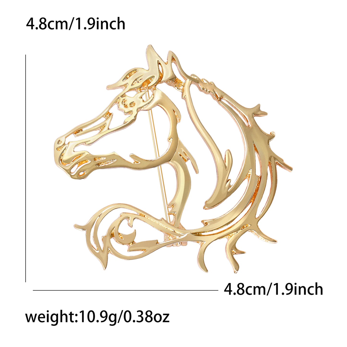 Beaut&Berry Classic Hollow Simple Horse Brooches for Women Zodiac Animal Pins New Year Gift Friends Party Jewellery