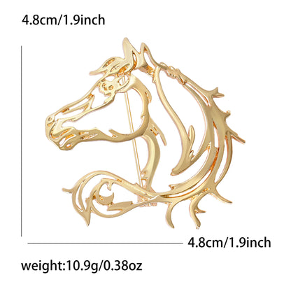 Beaut&Berry Classic Hollow Simple Horse Brooches for Women Zodiac Animal Pins New Year Gift Friends Party Jewellery