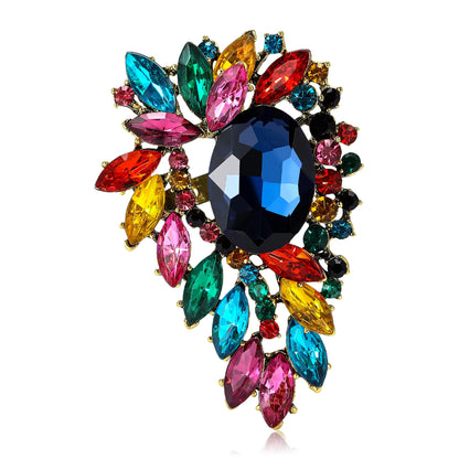 Beaut&Berry Vintage Crystal Glass Brooches for Women Unisex Court Pins Friends Party Gifts Banquet Jewellery Accessories