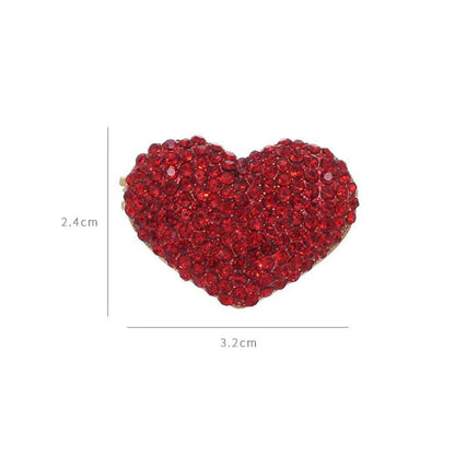 Bling Red Full of Rhinestone Heart Shape Brooch for Women Lovers Lapel Love Pins Christmas Love Pins Valentine Gifts