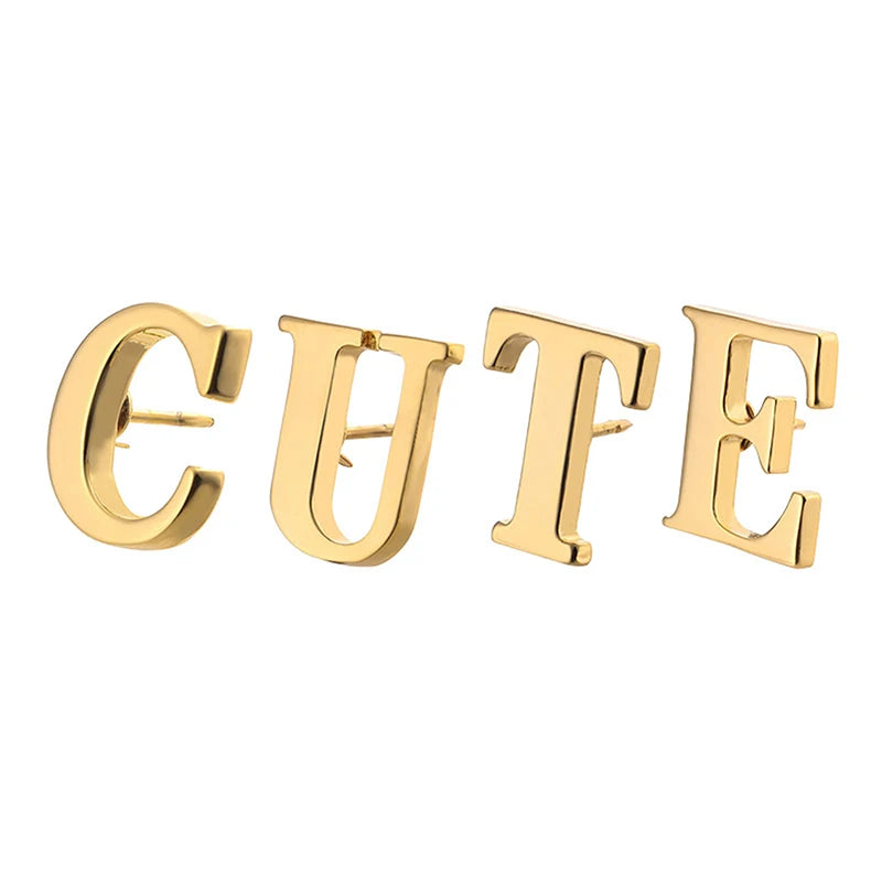High Quality Classic Style Gold Letter A-Z Metal Brooch Women Men's Lapel Pin Women's Hat Scarf Backpack Badge Jewellery