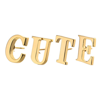 High Quality Classic Style Gold Letter A-Z Metal Brooch Women Men's Lapel Pin Women's Hat Scarf Backpack Badge Jewellery