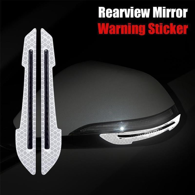 2pcs/set Car Rearview Mirror Reflective Sticker Safety Warning Reflective Sticker Car Rearview Mirror Decorative Strip