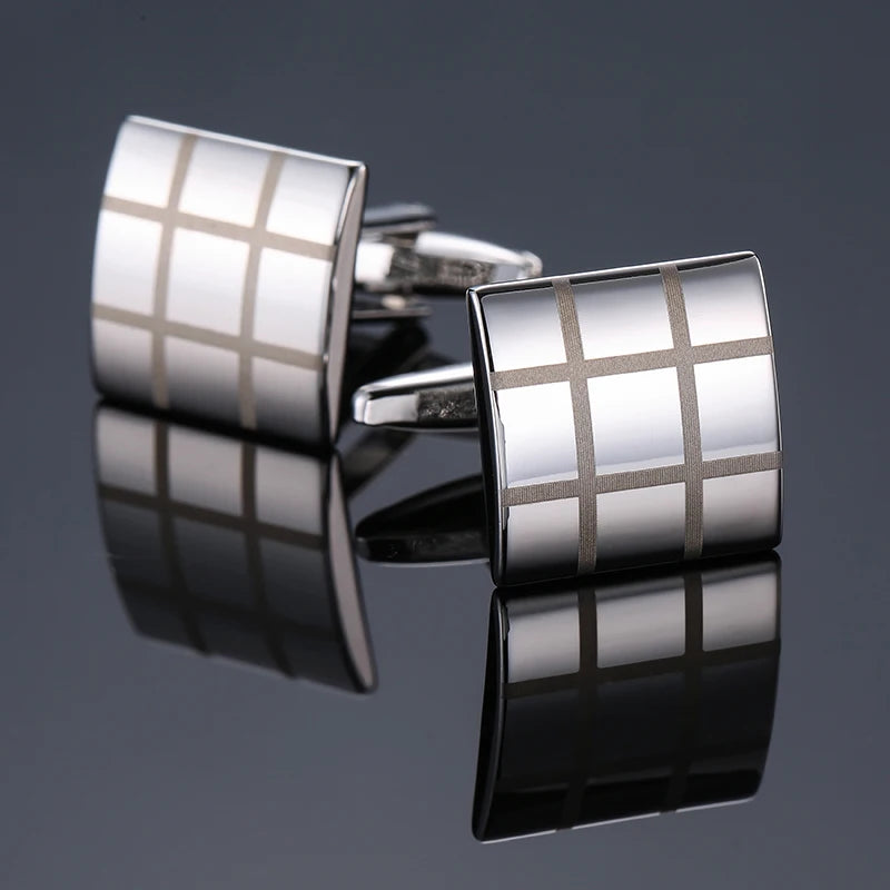 High end men's French shirt cufflinks Classic Square laser lattice wire drawing cuffs buttons business suit accessories jewelry