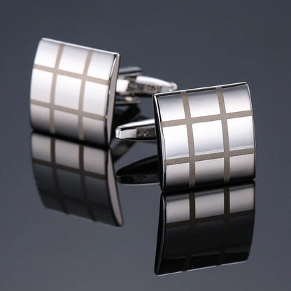 High end men's French shirt cufflinks Classic Square laser lattice wire drawing cuffs buttons business suit accessories jewelry