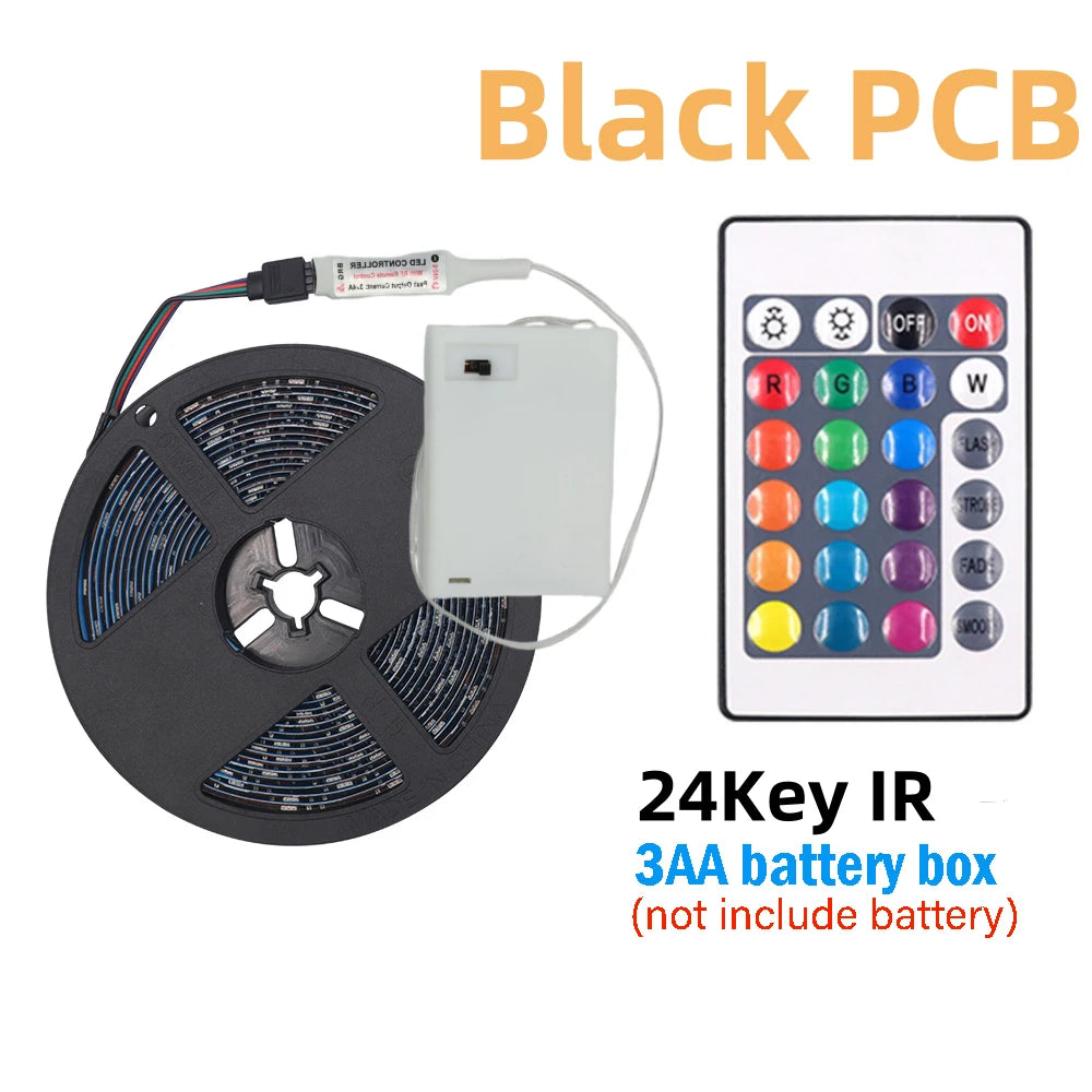 3AA Battery Power RGB Led Strip Light 5V 5050 with 3/17/24Key Remote Control Flexible Tape Waterproof Led Light TV Backlight