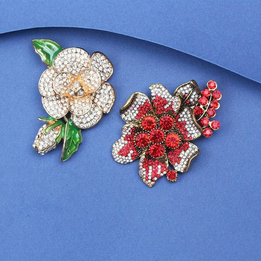 New Rhinestone Flower Brooch European and American Heavy Industry Coat Brooch Fashion Accessory Pins Jewelry