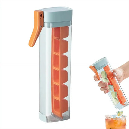 Creative One-Handed Ice Cube Mold Household Ice Making Artifact with 6 Compartments Ice Storage Box for Refrigerator