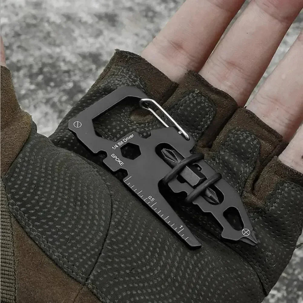 Stainless Steel Multifunction Carabiner Keychain, Bottle Opener Card Tool, Outdoor Camping Climbing Portable Accessories