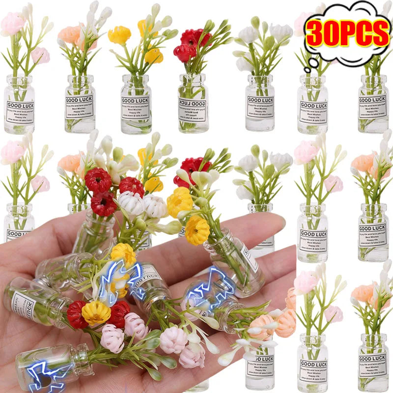 1/30Pcs Cute Mini Fridge Magnet Mini Small Vase frigerator Home 3D Vase Artificial Flower Magnet Kitchen Decoration Accessories