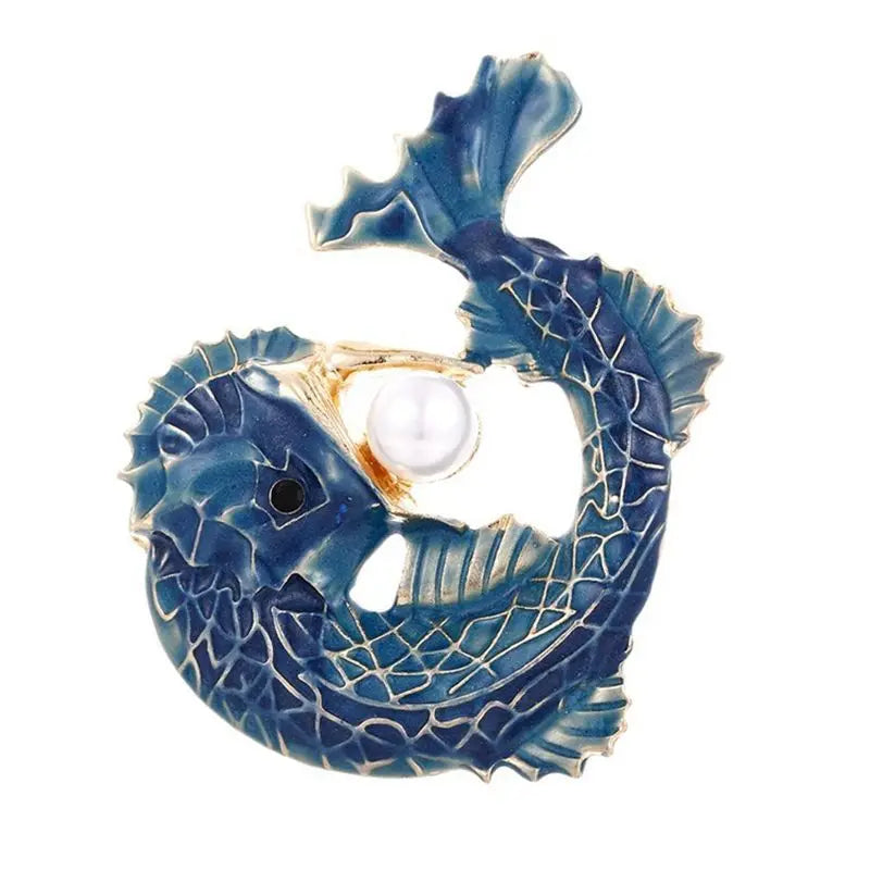 SKEDS Fashion Cute Fish Crystal Enamel Brooch Pin For Women Men Trendy Sea Animal Vintage Brooches Badges Clothes Jewerly Gift