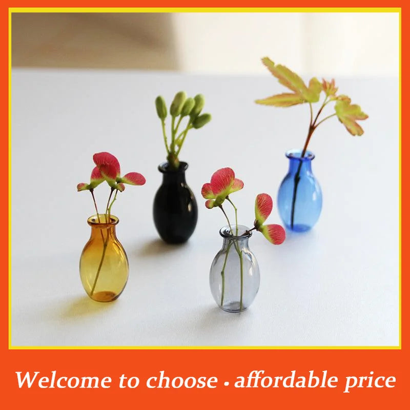 。Fridge Magnets Place Flower Arrangements Decoration Mini Glass Vase Fridge Magnet Creative 3D Vase Micro Landscape Ornament