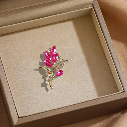 Orchid Style Brooch Women's Alloy Flower Plant Brooches Fashionable and Versatile Clothing Backpack Scarf Accessories Brooch
