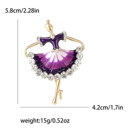 Rhinestone Ballerina Brooches for Women Acrylic Elf Pins Pearl Girls Accessories Office Party Friend Gifts