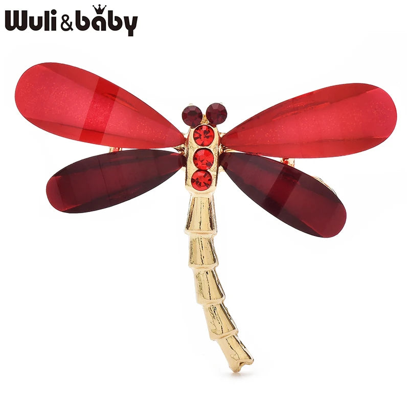 Wuli&baby Classical Dragonfly Brooches For Women Unisex multiple colors Lovely Insects Party Casual Brooch Pins Gifts