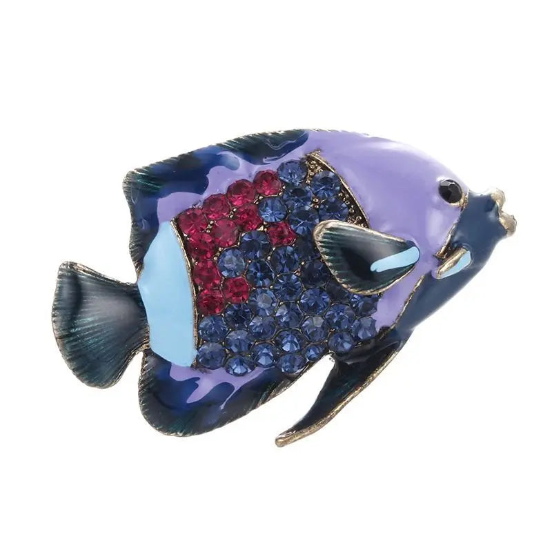 SKEDS Fashion Cute Fish Crystal Enamel Brooch Pin For Women Men Trendy Sea Animal Vintage Brooches Badges Clothes Jewerly Gift