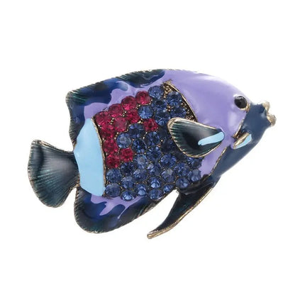 SKEDS Fashion Cute Fish Crystal Enamel Brooch Pin For Women Men Trendy Sea Animal Vintage Brooches Badges Clothes Jewerly Gift