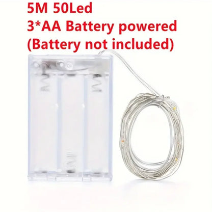 20m 200LED Fairy Light AA Battery Powered, Red Copper Wire Light, Suitable for Bedroom, Christmas, Party Decoration