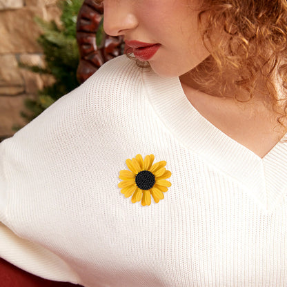 Beaut&Berry Trendy Enamel Daisy Brooches for Women Unisex Plant Sunflower Pins Casual Party Jewelry Accessories Gifts Decoration