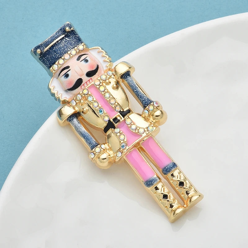 Wuli&baby Nutcracker‌ Character Brooches For Women Unisex Lovely Enamel Men Figure Party Casual Brooch Pins Gifts