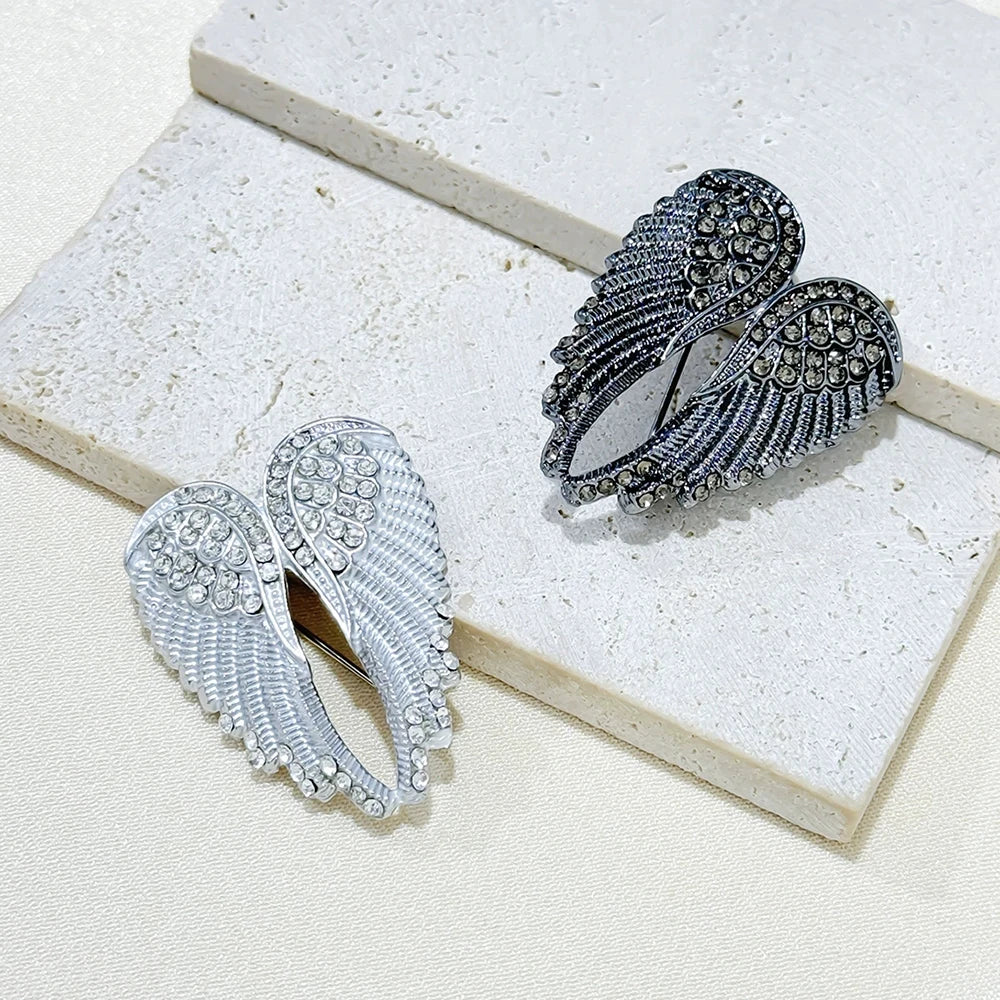 Dark Wing Brooch Personalized Suit Angel Wings Accessory Men's Fashion High-end Inlaid Rhinestones Brooch Chest Flower Jewelry