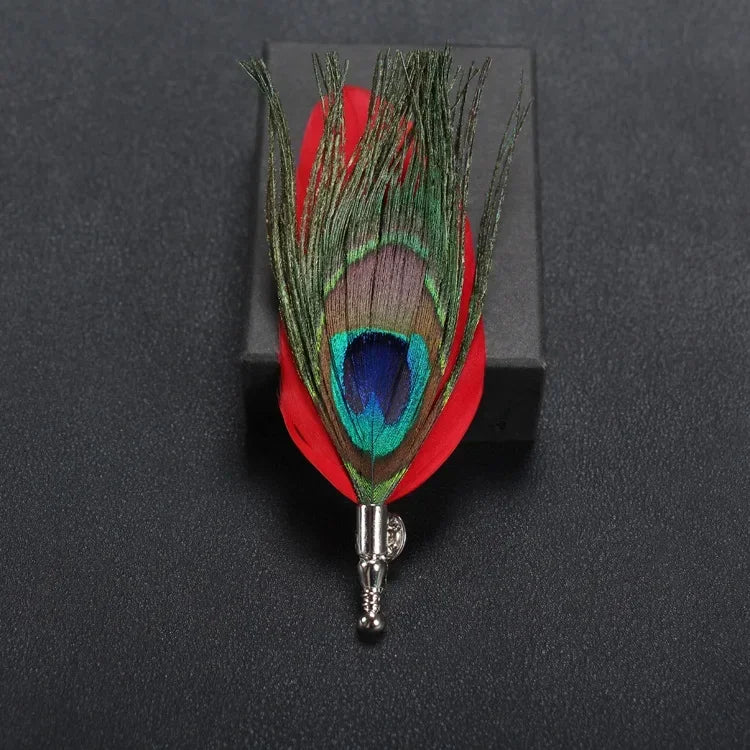 i-Remiel Long Needle Brooch Scarf Feather Brooch Korean Men's Jewelry Fabric Brooches and Pins Korea Suit Wedding Accessories