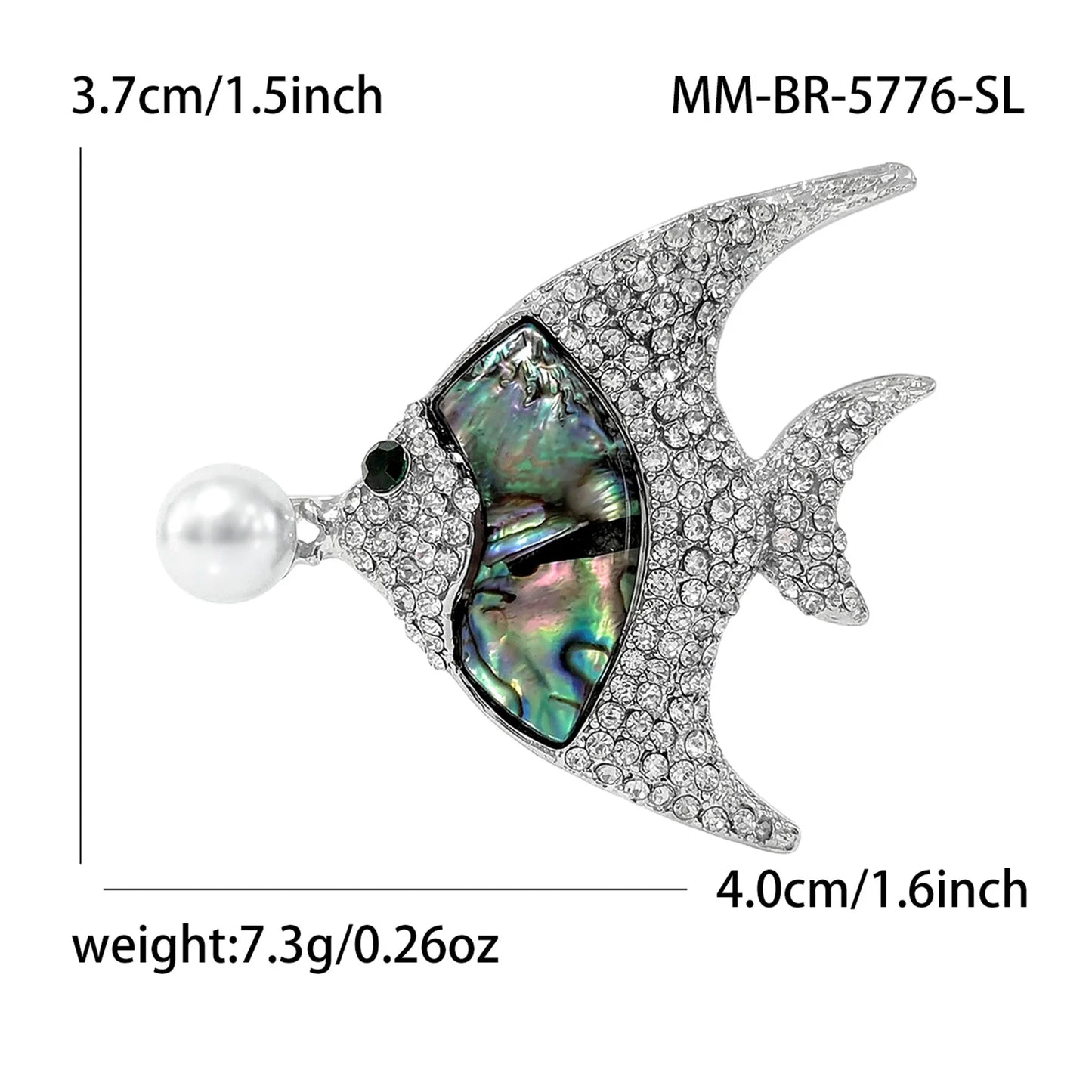 Beaut&Berry Classic Abalone Shell Fish Brooches for Women Unisex Animal Pins Casual Party Jewelry Accessories Gifts Decoration
