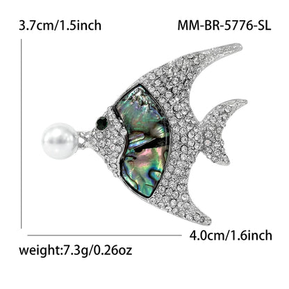 Beaut&Berry Classic Abalone Shell Fish Brooches for Women Unisex Animal Pins Casual Party Jewelry Accessories Gifts Decoration