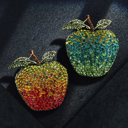 Baroque Luxury Apple Fruit Design Brooch for Men and Women, Jewelry Accessories, Wedding, Holiday, and Party Gift