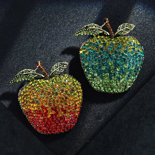 Baroque Luxury Apple Fruit Design Brooch for Men and Women, Jewelry Accessories, Wedding, Holiday, and Party Gift