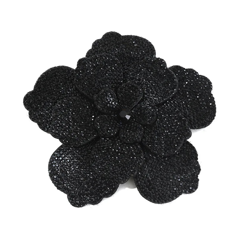 Three-dimensional Rhinestone Camellia Rose Brooch for Women's Fashion Pin High-end Luxury Jewelry Accessories Party Gift Corsage