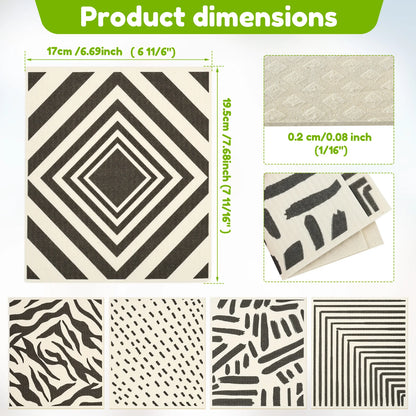 Dish Towels Kitchen Cellulose Cotton Cleaning Cloths Absorbent Swedish Rags Soft Reusable Wet Dry Household Dishcloths