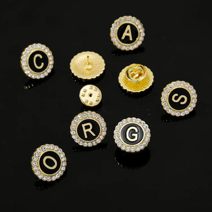 26 English Initials A-Z Brooches Classic Full Around Crystal Golden Alphabet Pins For Women Men Girls Clothes Bag Jewelry Gift