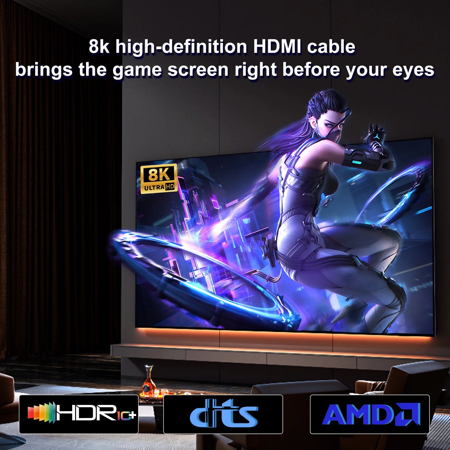 HDMI 2.1 Extension Cable 8K@60Hz HDMI 2.1 Male-Female Bi-Directional 48Gbps 4K@120Hz For HDTV RTX PS5 Xbox HDR Video PC Laptop