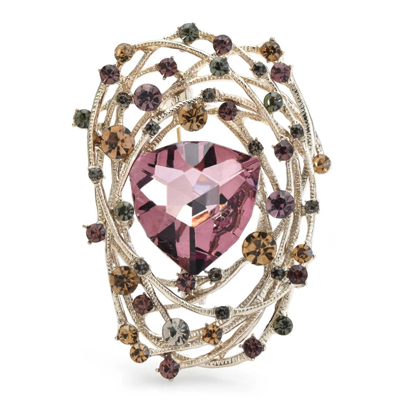 Wuli&baby Sparkling Crystal Geometric Brooches For Women Unisex 4-color Flower Party Office Brooch Pins Gifts