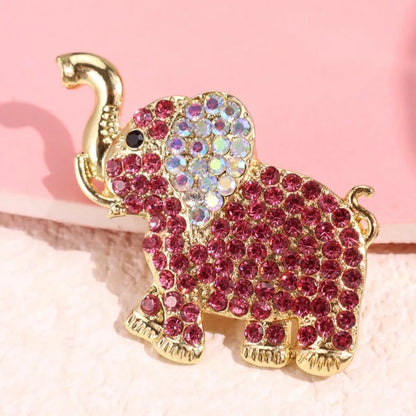 Cute Pink Elephant Brooch Pin for Women Girls Retro Rhinestone Crystal Animal Lapel Pin Sparkling Dress Suit Jewelry Gift