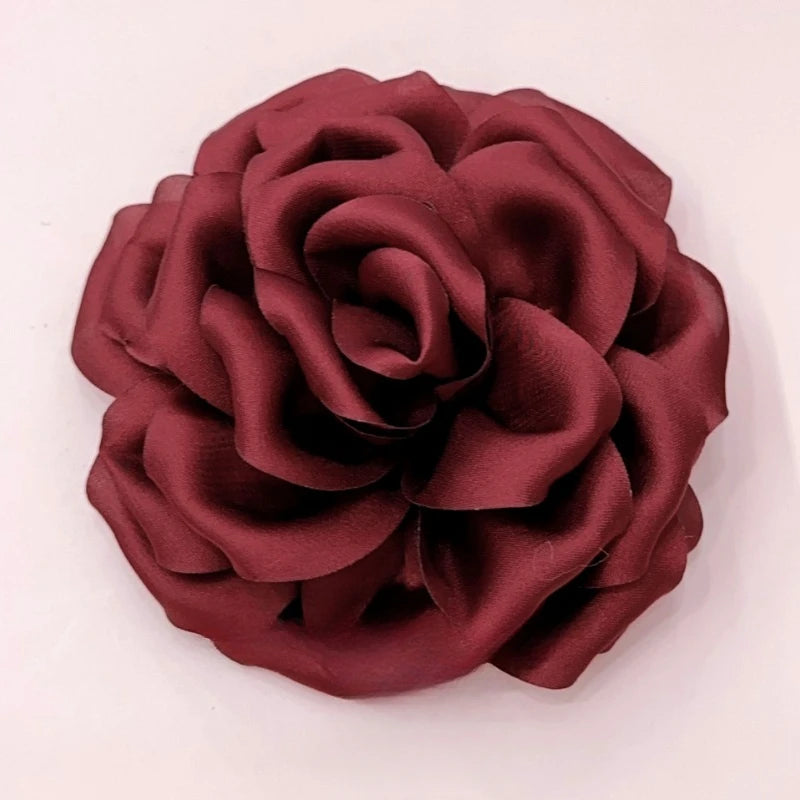 11CM Handmade Fabric Rose Flower Brooch Korean Fashion Corsage Lapel Pins for Women Accessories Wedding Party Jewelry