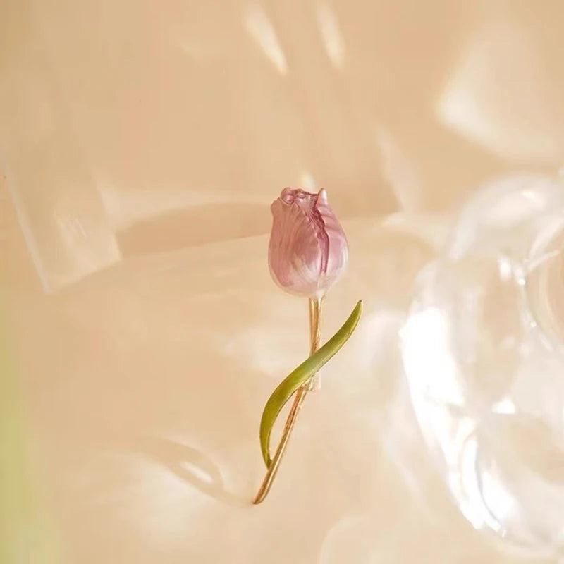 Wedding Tulip Corsage Pink Flower Brooches Flower Lapel Pins Wedding Jewelry For Women And Men Party Suit Pin