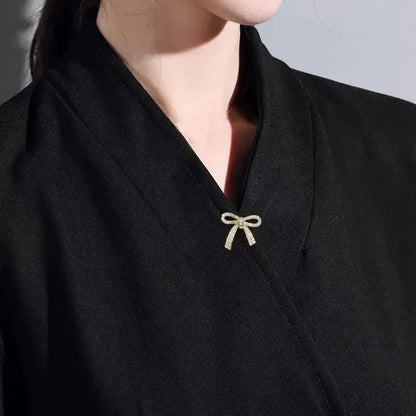 Small Rhinestone Bowknot Brooch Anti-slip Shirt Collar Pin Button For Women Dress Clothing Fashion Jewelry Accessories Gift