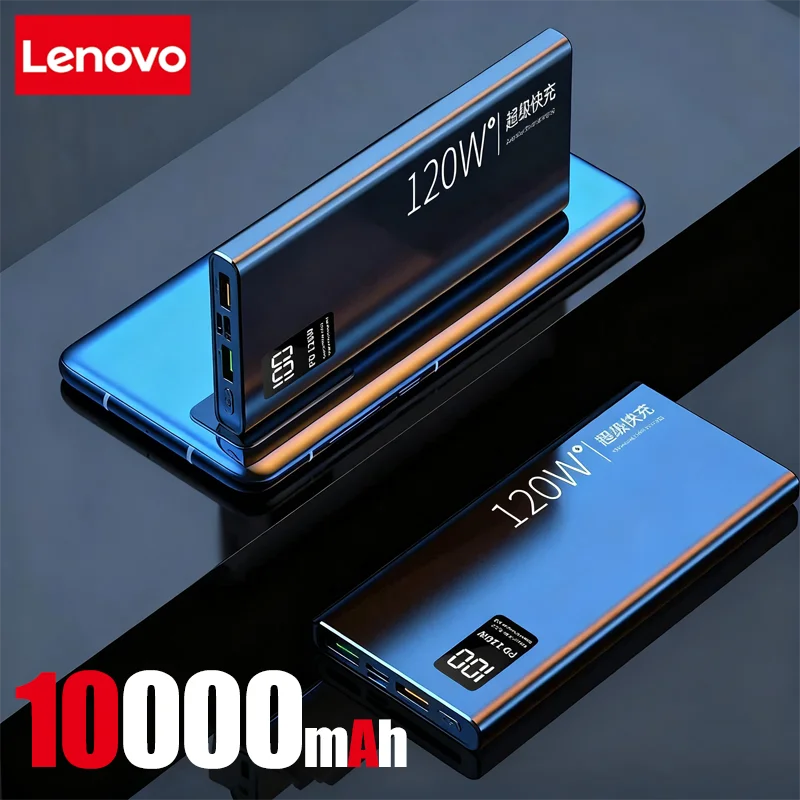 Lenovo 50000mAh 120w Super Fast Charging External Battery Ultra Capacity PowerBank Portable LED Digital Display For IPhone