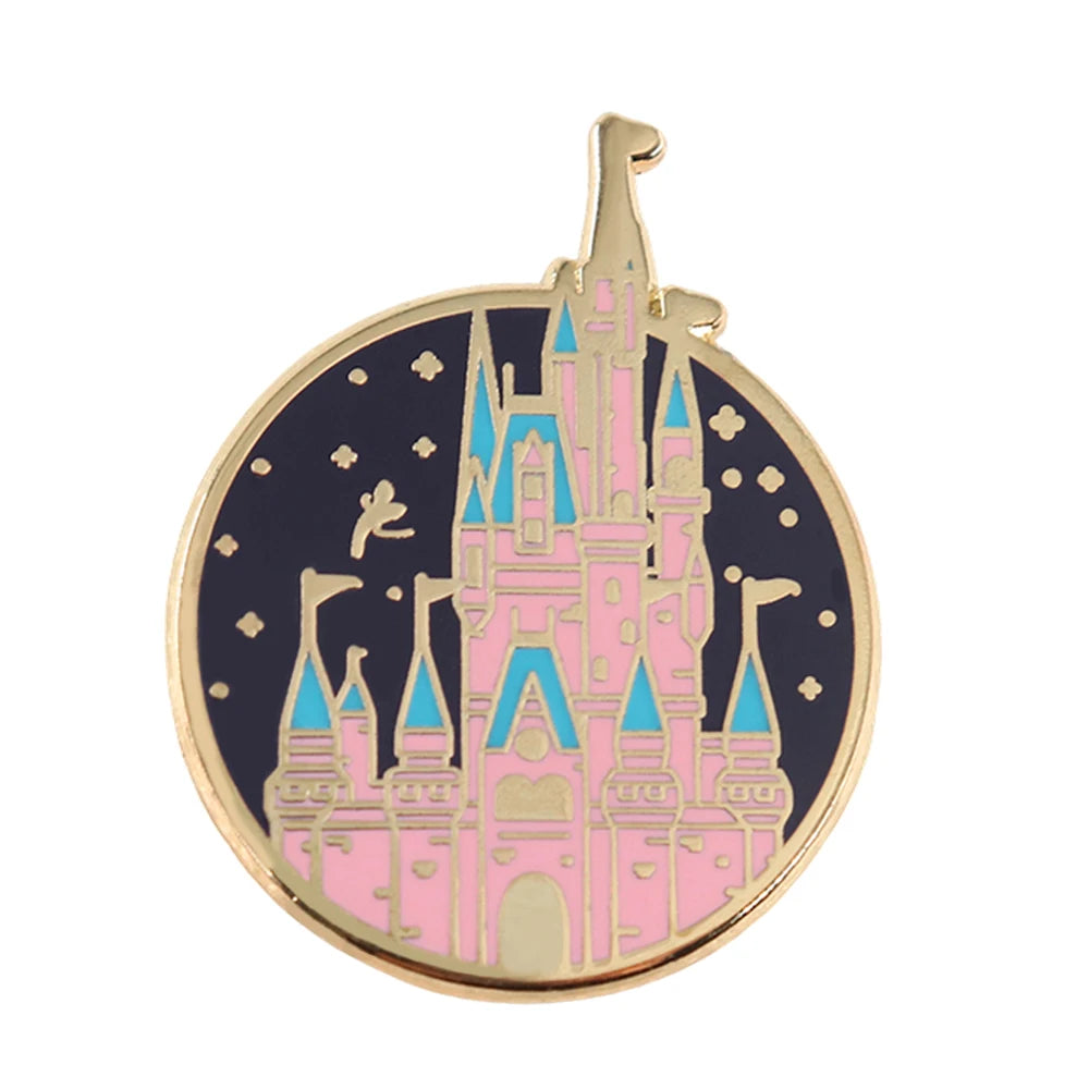 Magic Castle Badge Crystal Ball Enamel Pin Pink Blue Series Magical World Brooch Fan Enthusiast Fashion Jewelry Accessories Gift